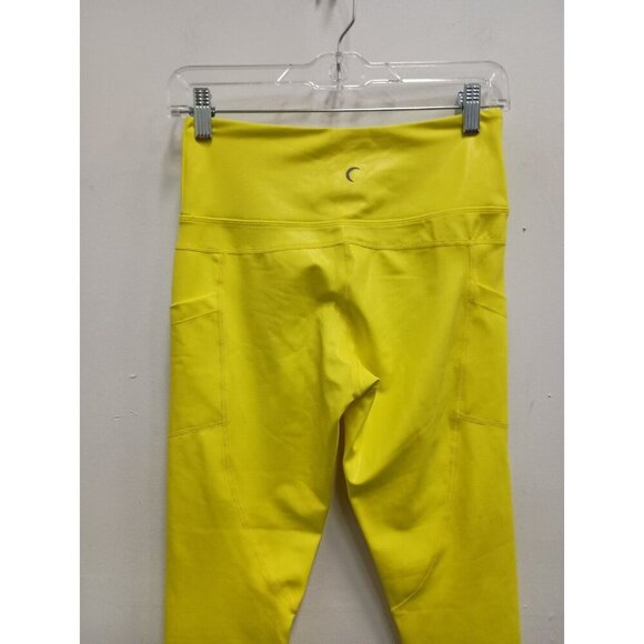 Zyia Active Womens Light N Tight Leggings Size 6-8 Neon Yellow Metallic Hi-Rise - Picture 4 of 9